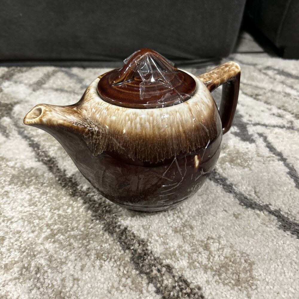 Vintage McCoy Brown Drip Glaze Pottery Tea Pot With Lid Made In USA